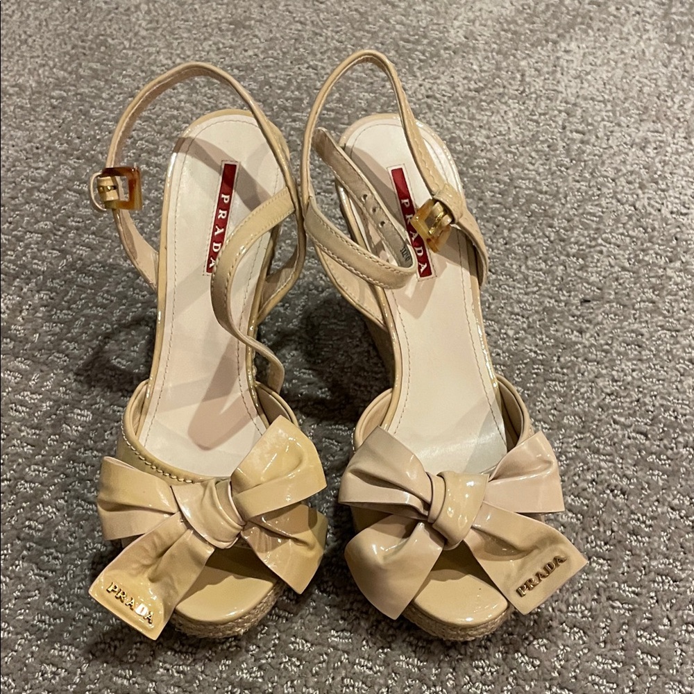 Prada Women's Cream Bow Heels